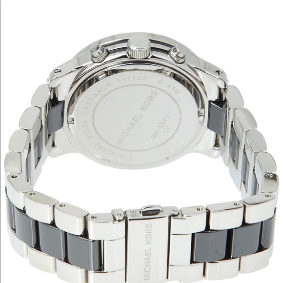 Michael Kors Silver &amp; Black Stainless Steel Watch